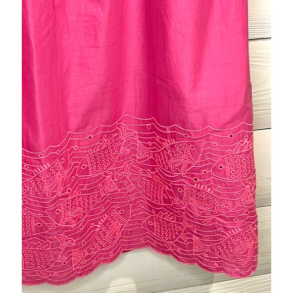 NWT Vineyard Vines Fish Eyelet Embroidered Pink Strapless Dress 16 $198 - Picture 2 of 8